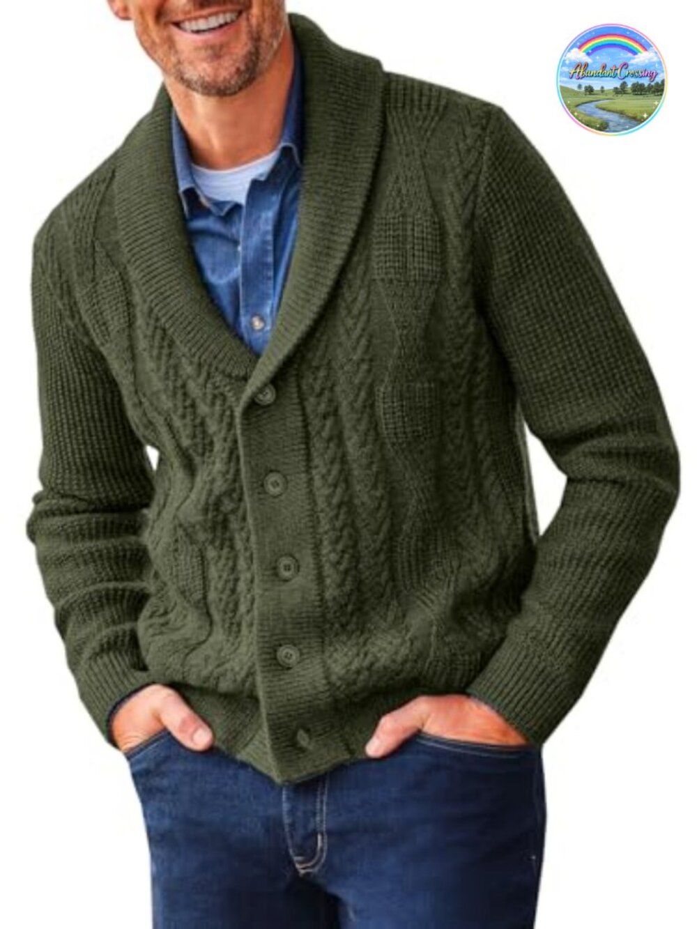 Mens Shawl Collar Cardigan Sweater Cable Knit Button Winter Outerwear